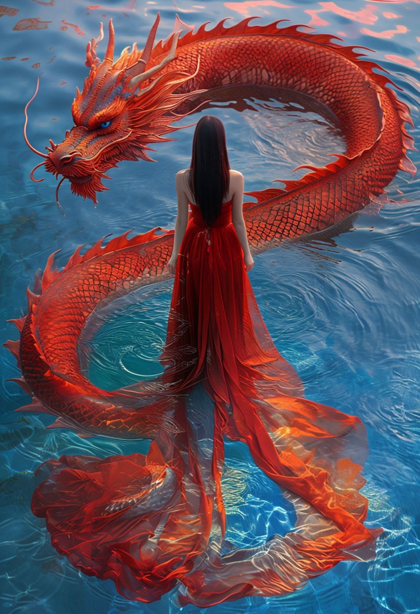 Mystical Woman and Dragon Poster