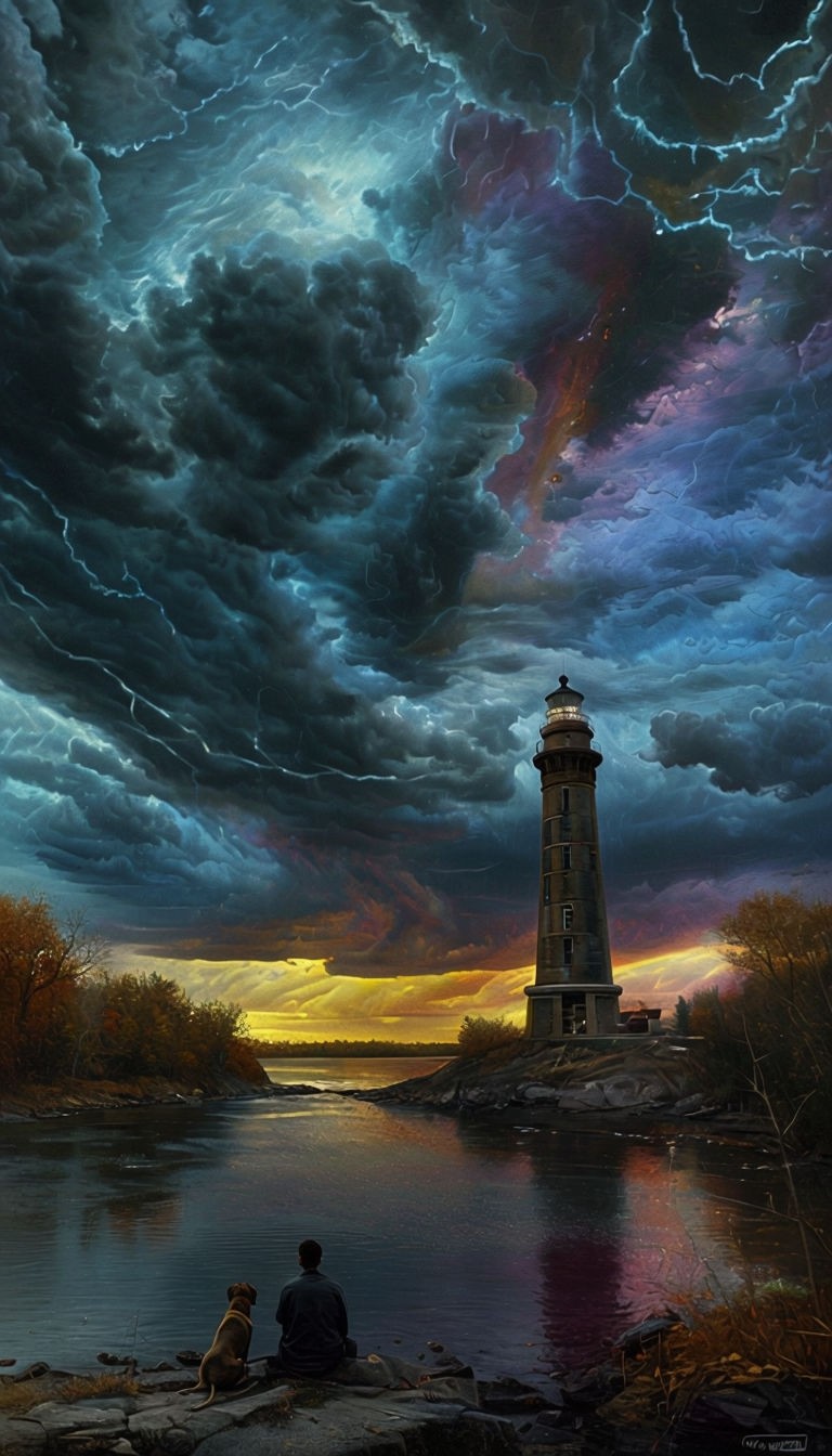 Dramatic Lighthouse by the River 