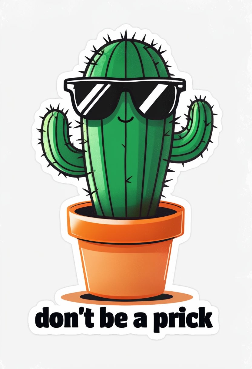 Cheerful Green Cactus with Motivational Text