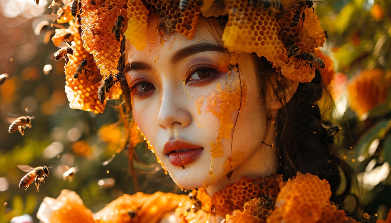 Honey Queen Close-Up Illustration of Nature and Beauty Art