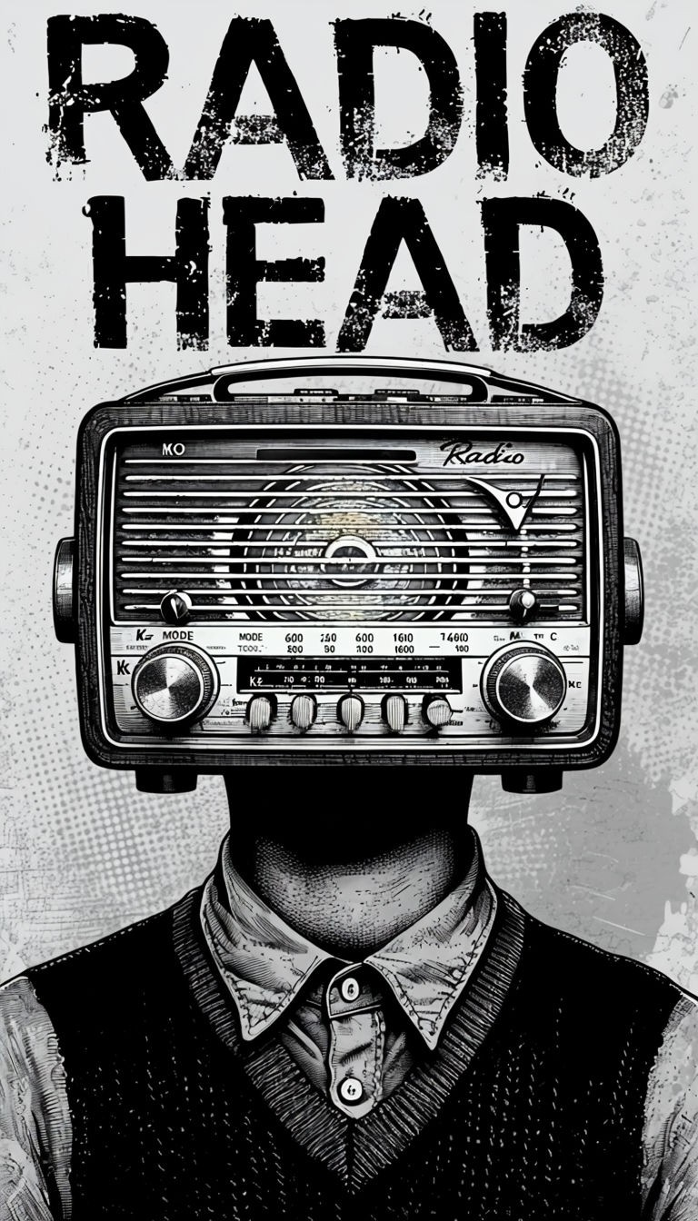 Vintage Radio Head Illustration Art