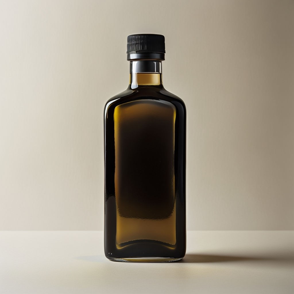 Elegant Dark Brown Olive Oil Bottle Minimalist Art