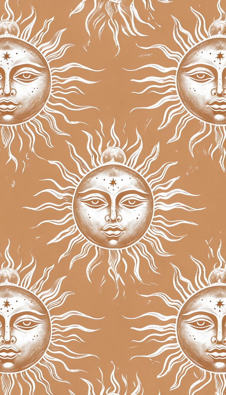 Whimsical White Sun Faces Seamless Tile Pattern