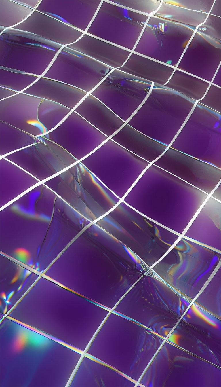 Vibrant Abstract Purple Grid with Iridescent Reflections Art