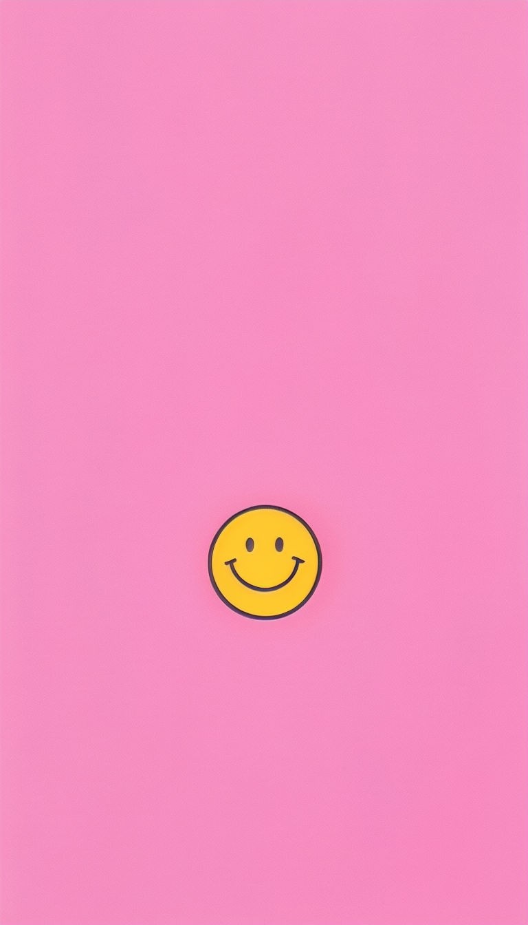 Bright Pink Background with Simple Yellow Smiley Face Sticker