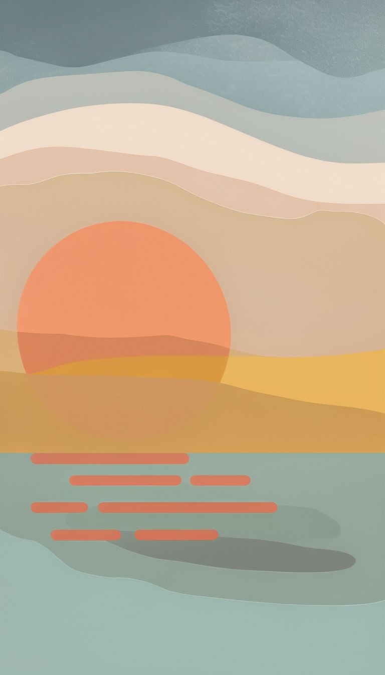 Serene Modern Abstract Sunset Illustration Art