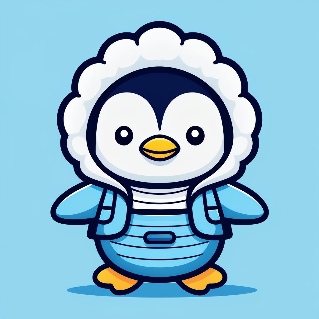 Cute Cartoon Penguin Character Illustration Sticker