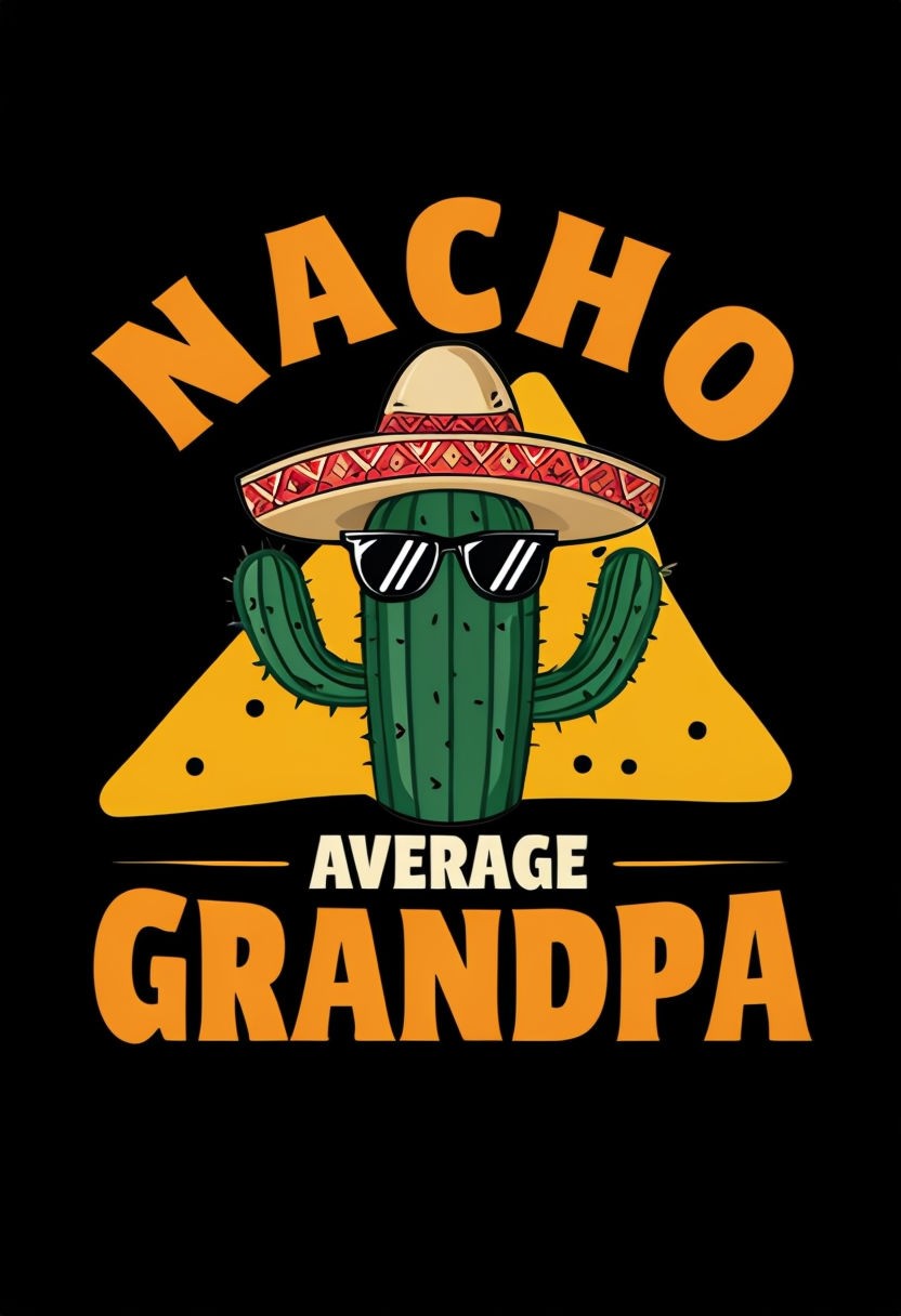 Playful Cartoon Cactus with Nacho Cheese and Text Elements Poster