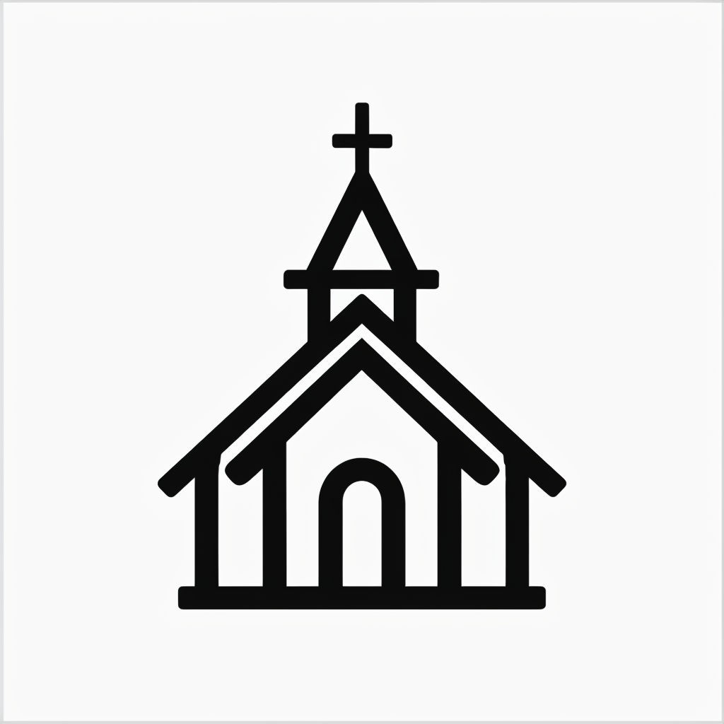 Minimalist Black Church Icon on White Background Icons