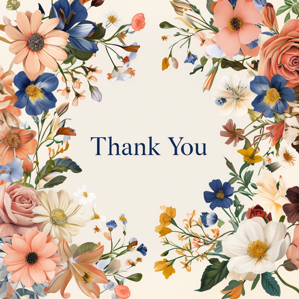  Floral Thank You Square Greeting Card 