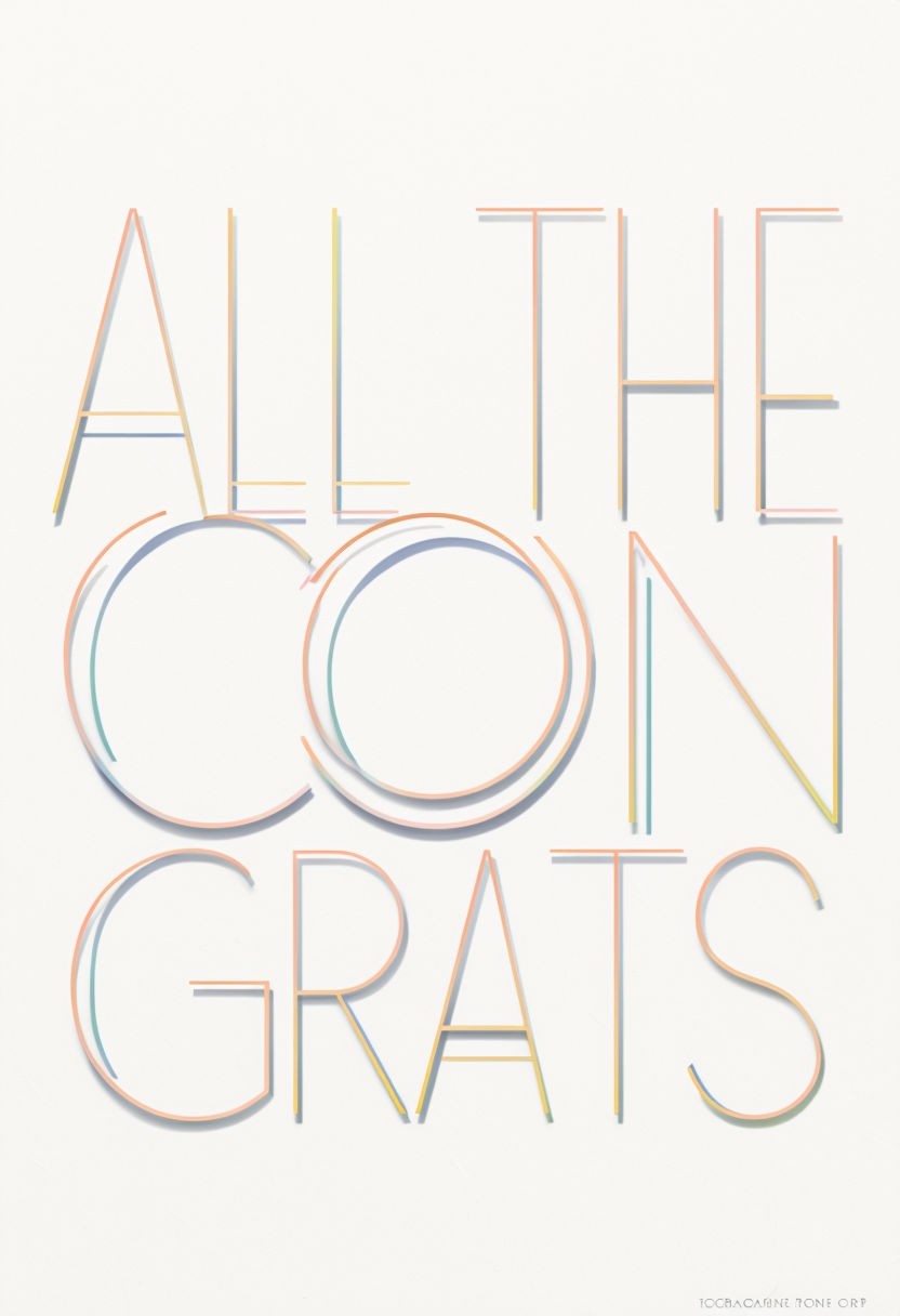 Elegant Gradient 'All the Congrats' Minimalist Greeting Card Design Art