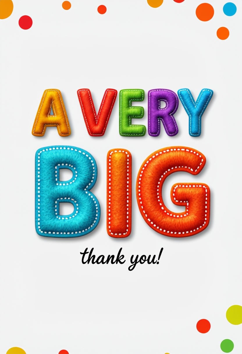 Cheerful A Very Big Thank You Colorful Text Art Poster