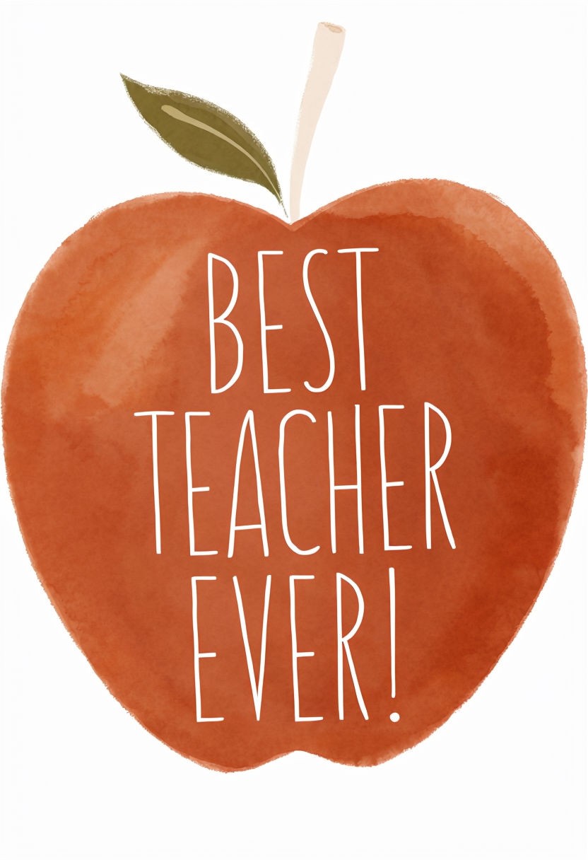 Cheerful Rust-Orange Apple Best Teacher Ever Art Print