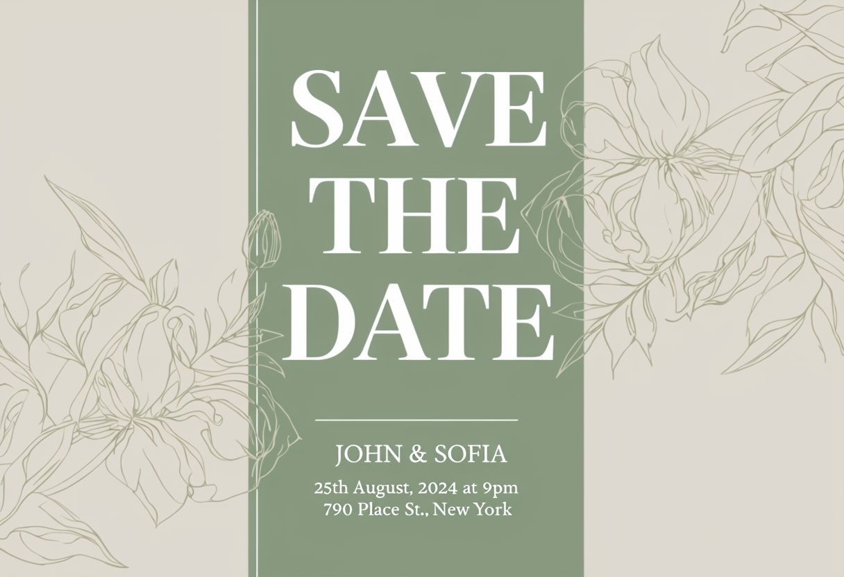 Elegant Sage Green Save the Date Invitation Card Art