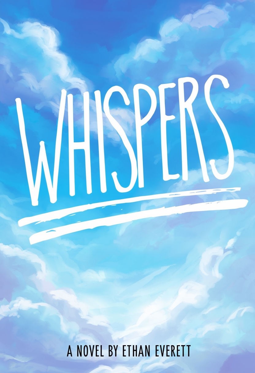 Dreamy Sky Clouds and Hand-Drawn Title Cover Art for Whispers Novel Poster