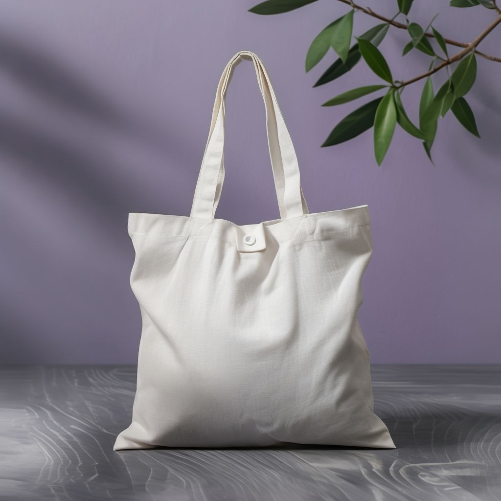 Minimalist White Cotton Tote Bag Product Photography Poster