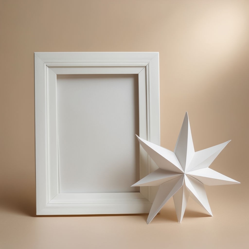 Minimalistic White Frame and Paper Star Still Life Art - Playground