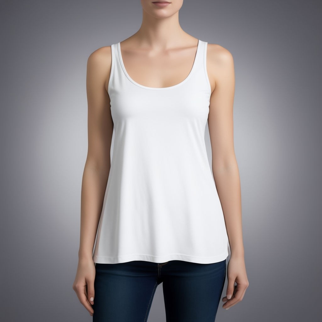 Minimalist Fashion Photography of a Model in White Tank Top and Blue Jeans Art