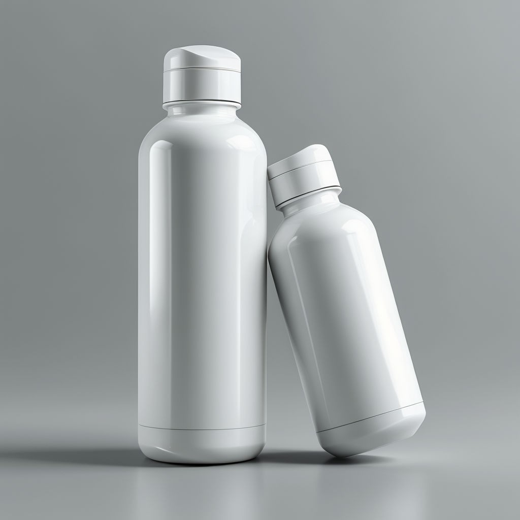 Minimalist White Plastic Bottles Product Photography Poster