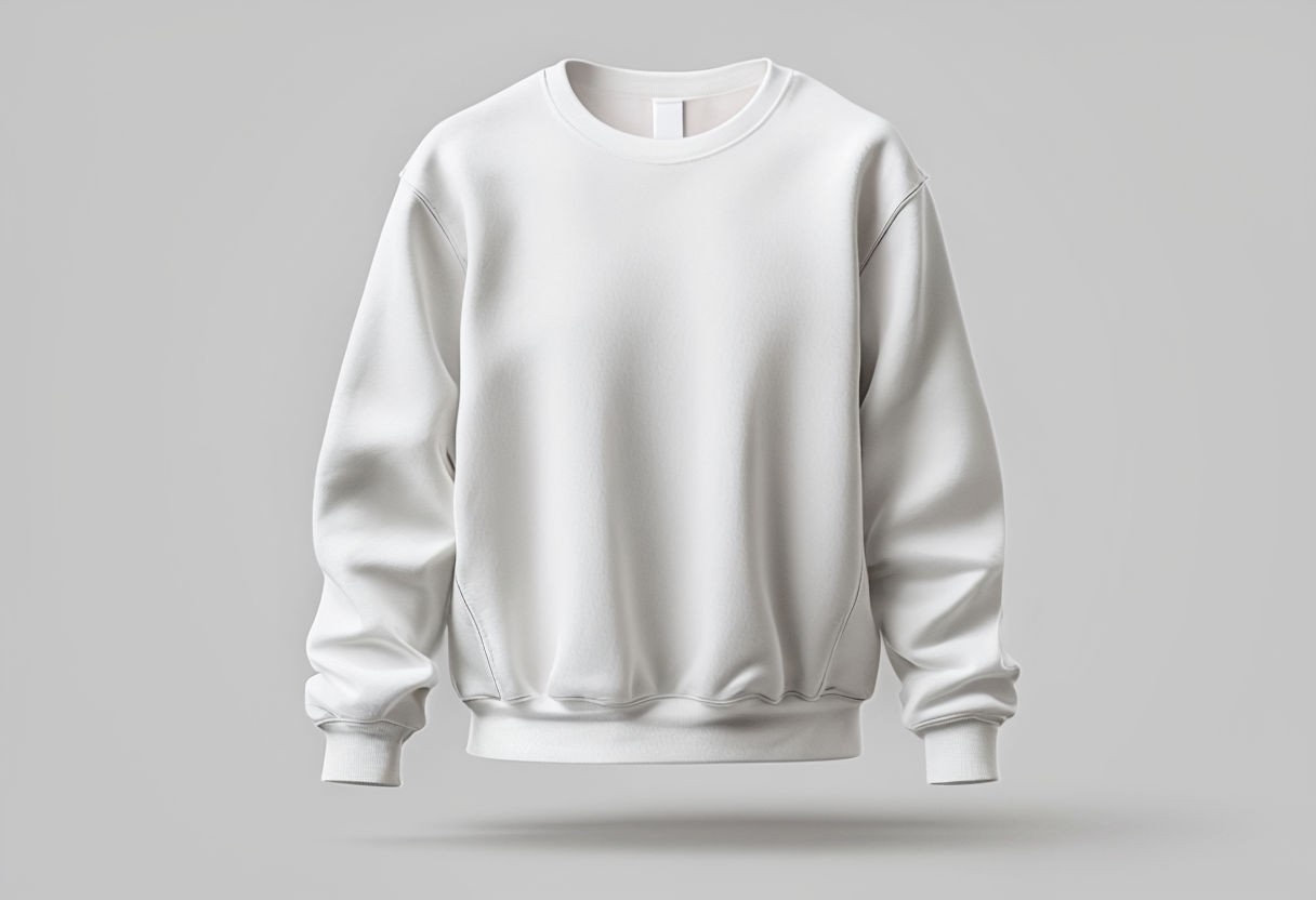 Minimalist White Long-Sleeve Sweatshirt Display T-Shirt