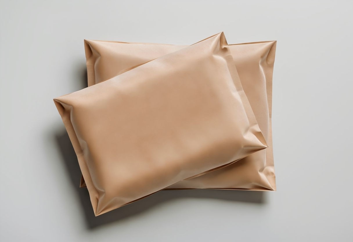 Minimalist Top-Down View of Postal Bags for Packaging Art