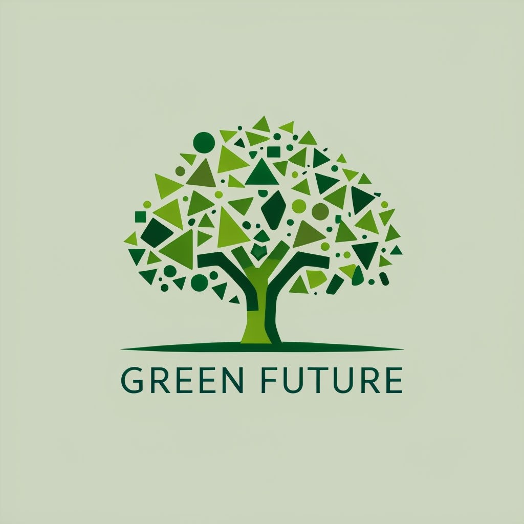 Eco-Friendly Green Future Logo with Geometric Tree Silhouette