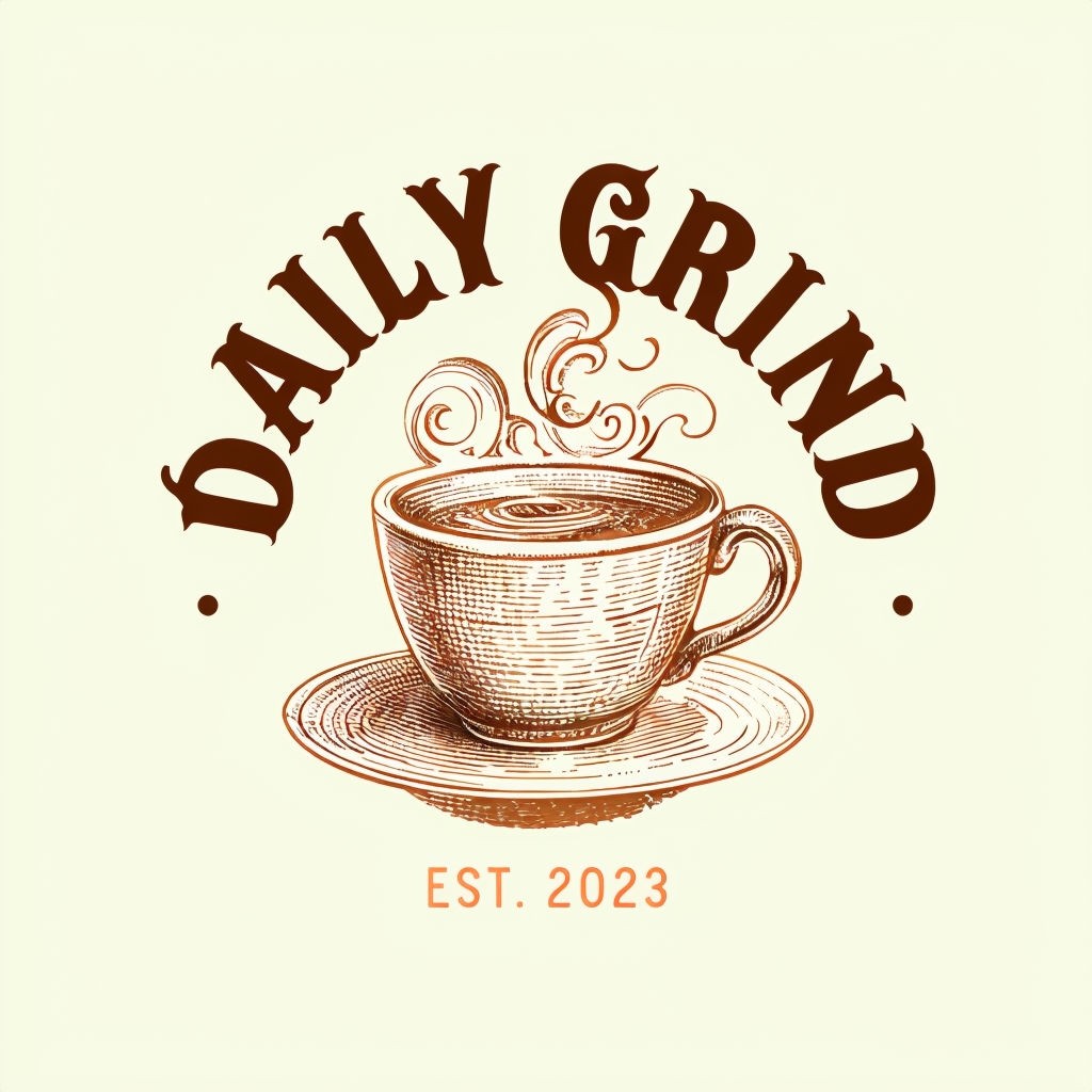 Vintage Daily Grind Coffee Cup Logo Design