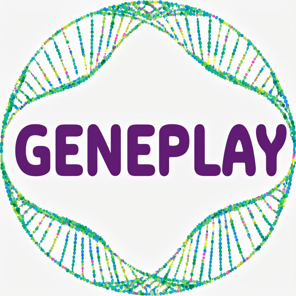 Playful Colorful DNA Strands Logo Design Featuring GENEPLAY