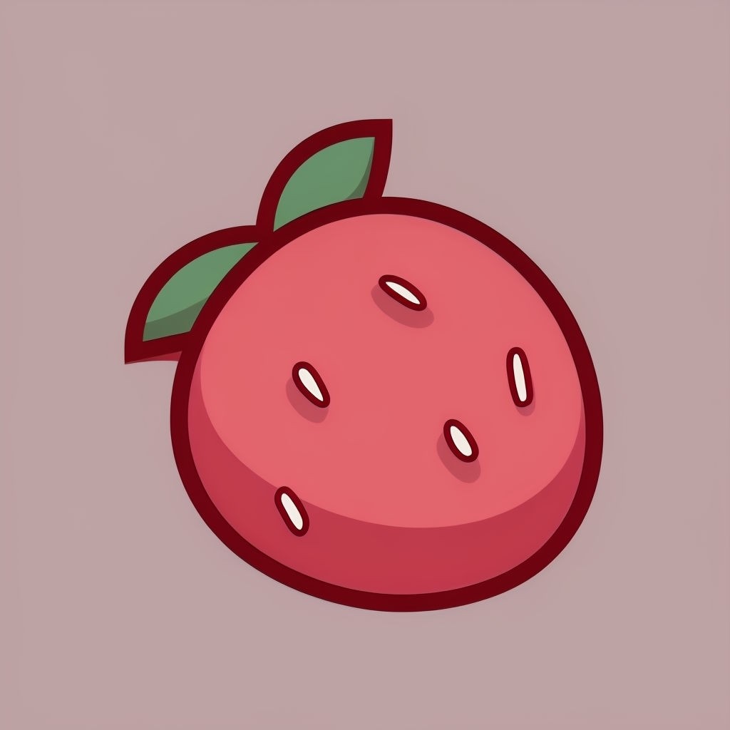 Minimalist Cartoon Strawberry Illustration on Light Pink Background Art