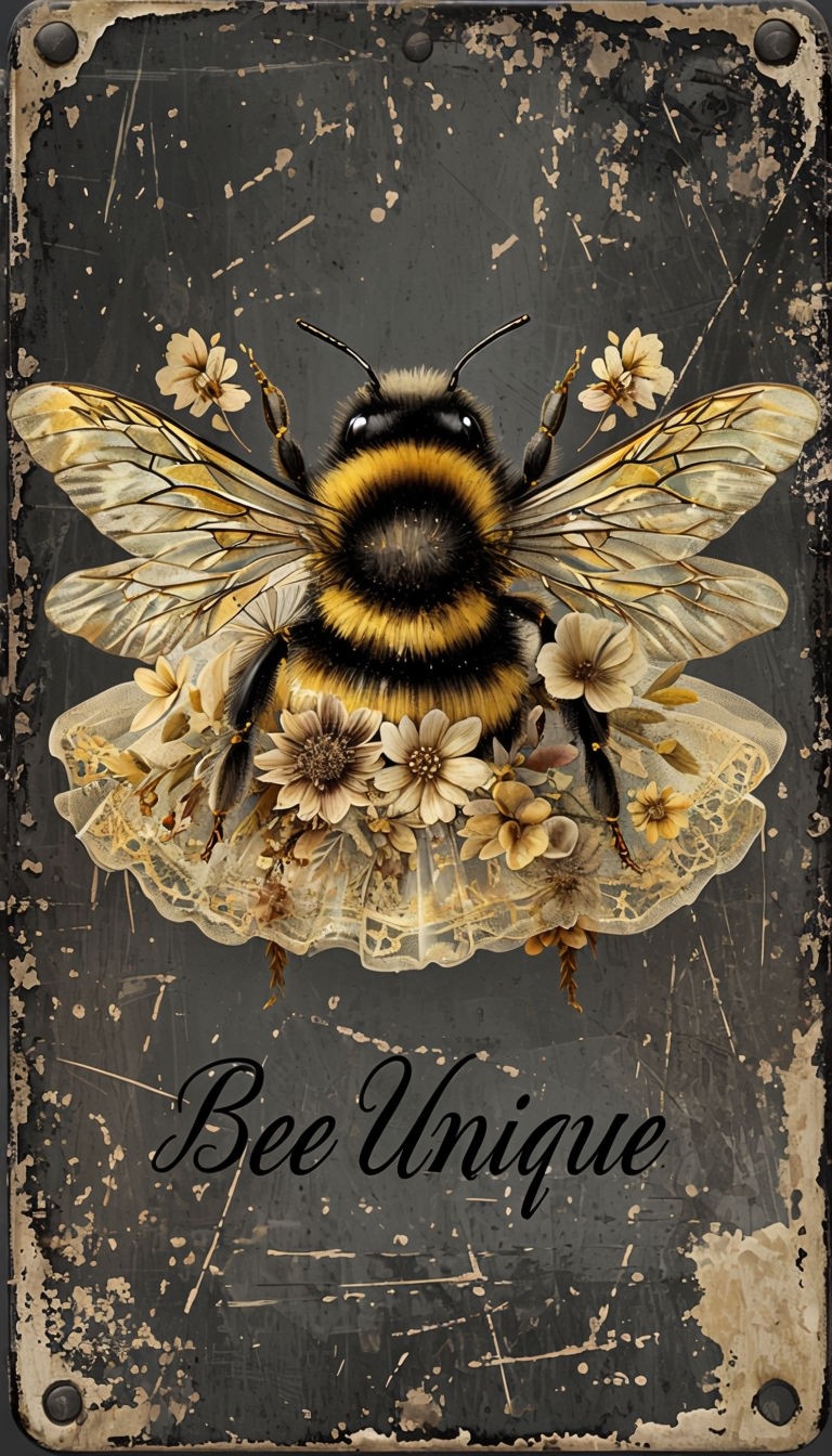 Whimsical Bumblebee Illustration with Flowers 