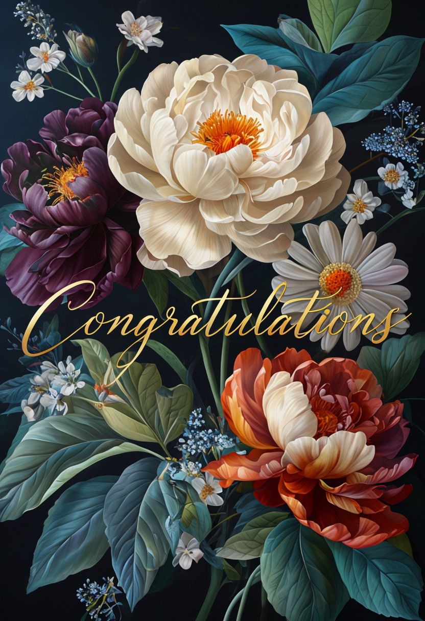 Congratulations with Floral Arrangement Card