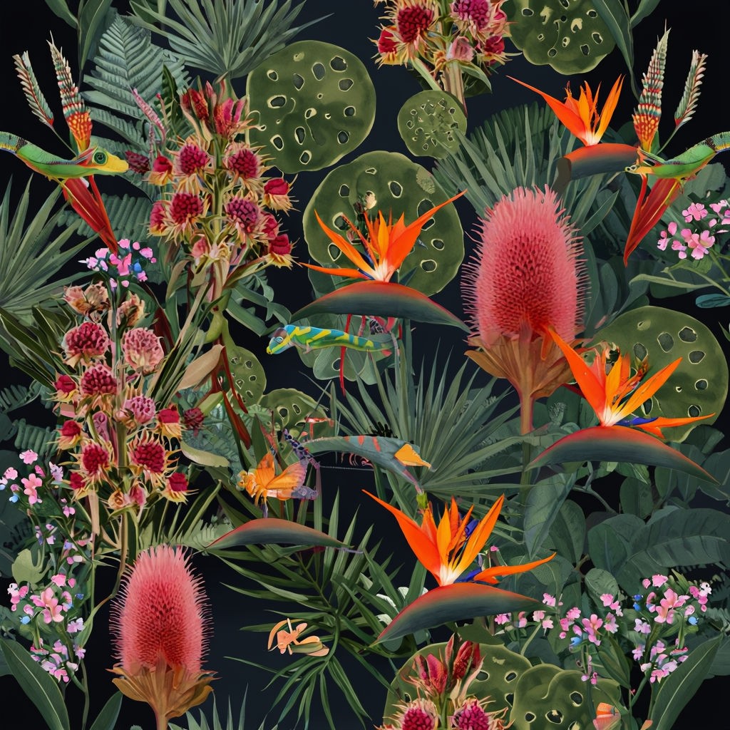 Tropical Botanical Seamless Pattern 