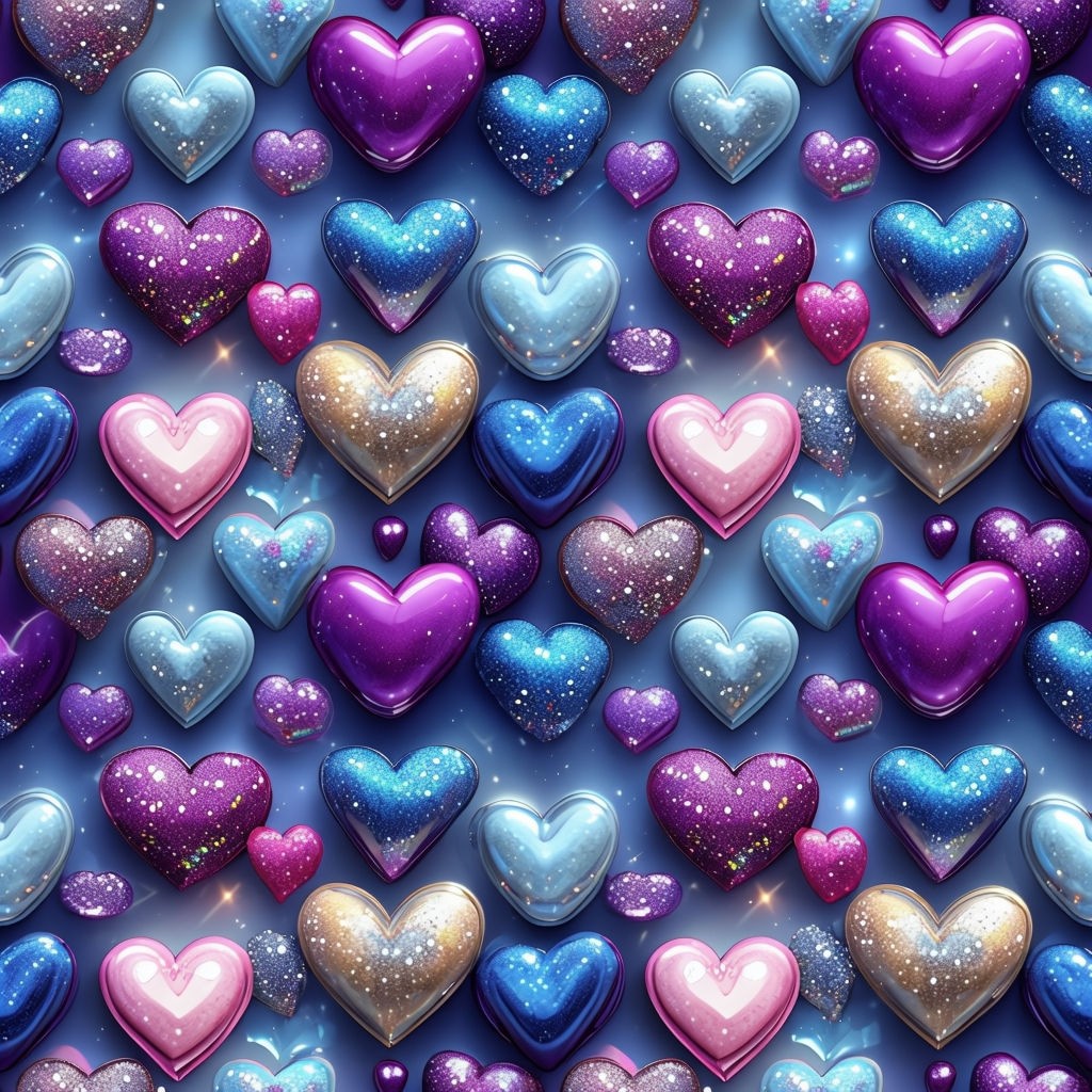 Vibrant Glossy Heart Seamless Pattern