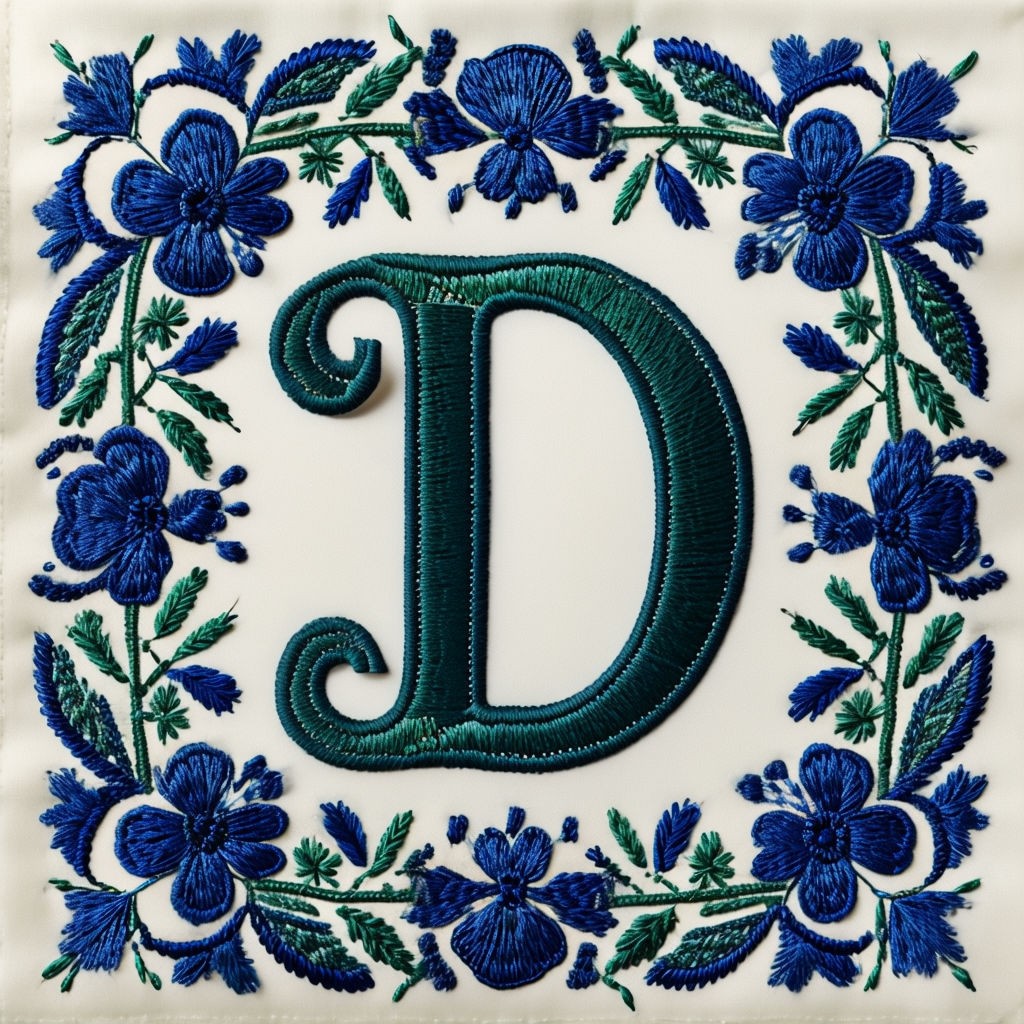  Navy Green Embroidered Monogram 