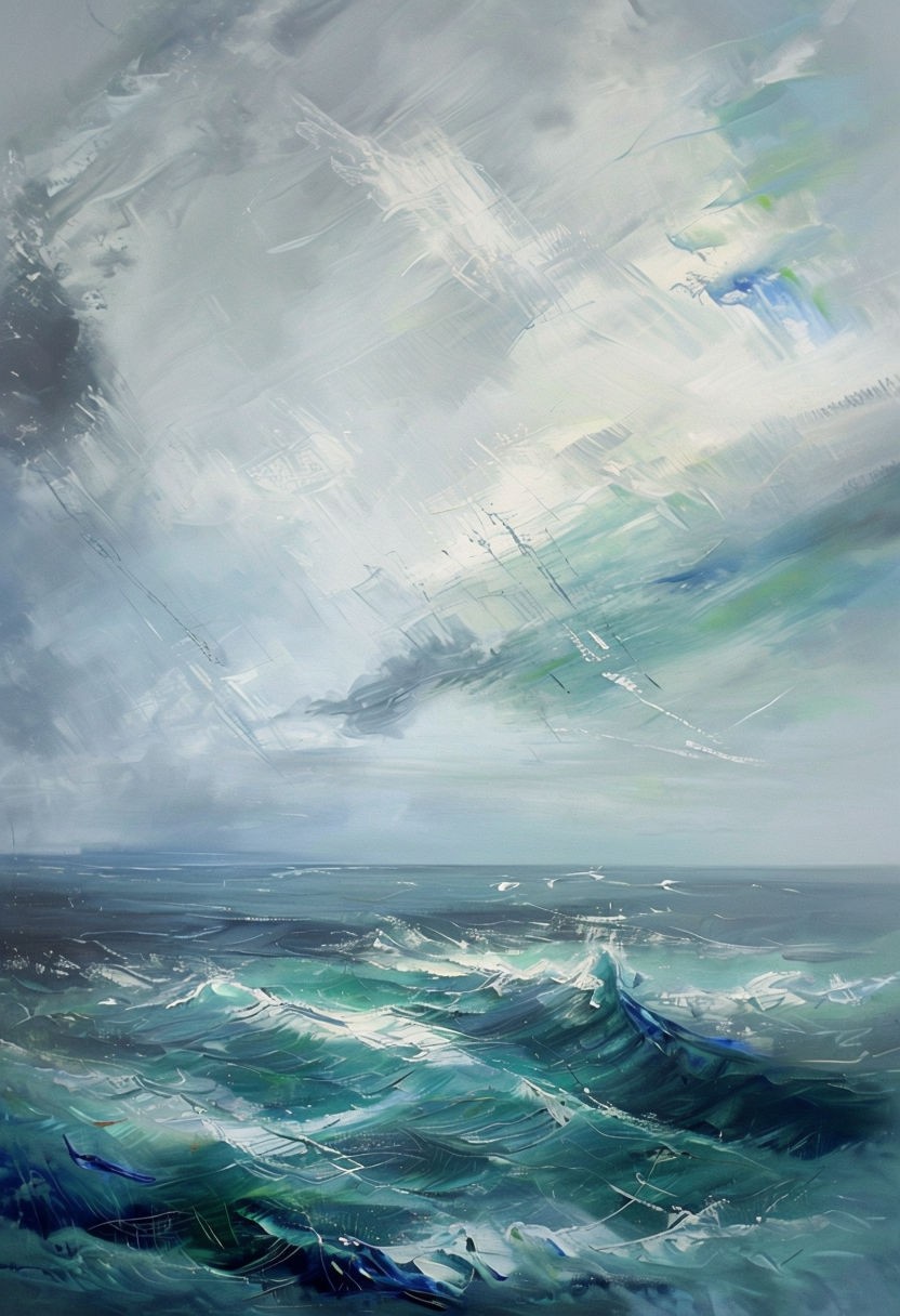 Dynamic Turbulent Seascape Impressionistic Art Poster