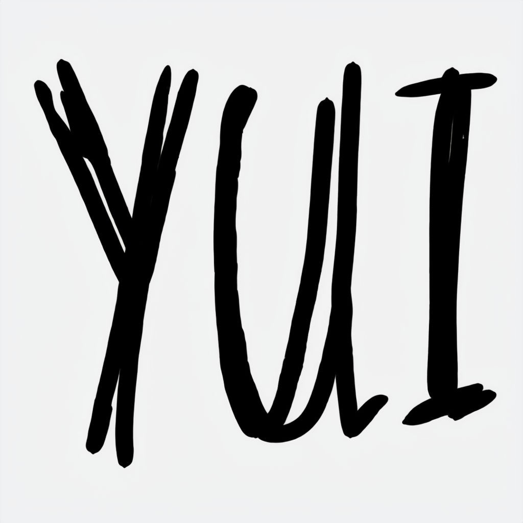 Hand-Drawn Abstract 'YUI' Text Illustration Art