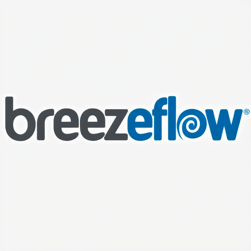 Modern Charcoal Gray and Azure Blue Breezeflow Logo