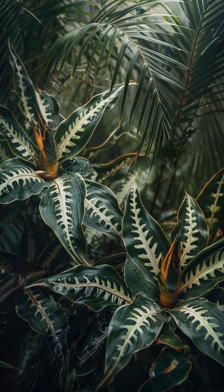 Lush Tropical Plant Portrait with Intricate Textures and Serenity Art