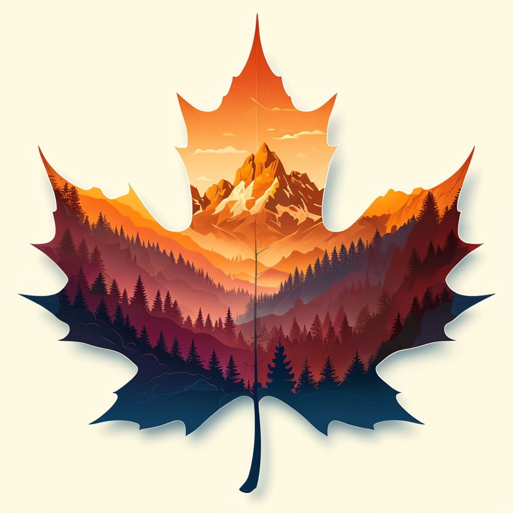 Vibrant Autumn Maple Leaf Landscape Art Poster