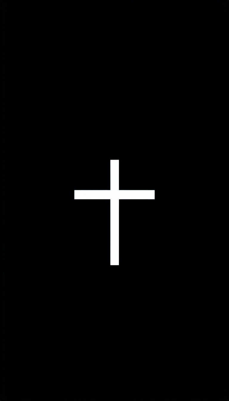 Minimalist White Cross on Black Background Art