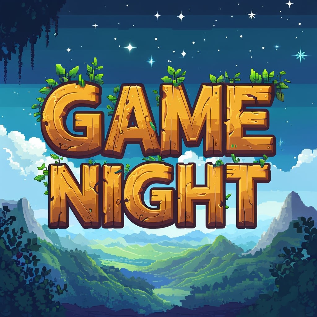 Rustic Pixel Art Game Night Event Invite Illustration