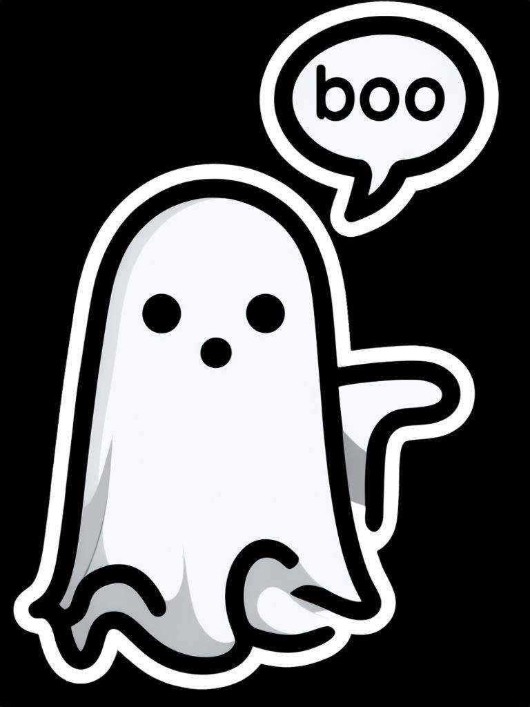 Cute Cartoon Ghost with Boo Speech Bubble Sticker