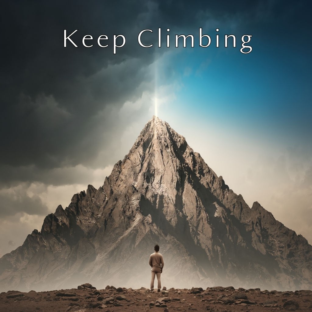 Keep Climbing Inspirational Mountain Scene Art