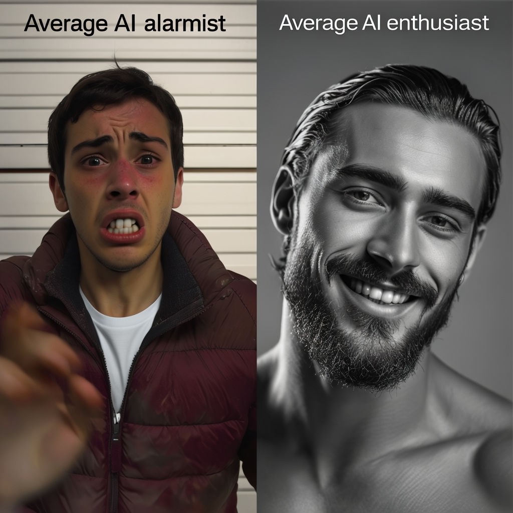 Humorous AI Alarmist vs Enthusiast Comparison Meme