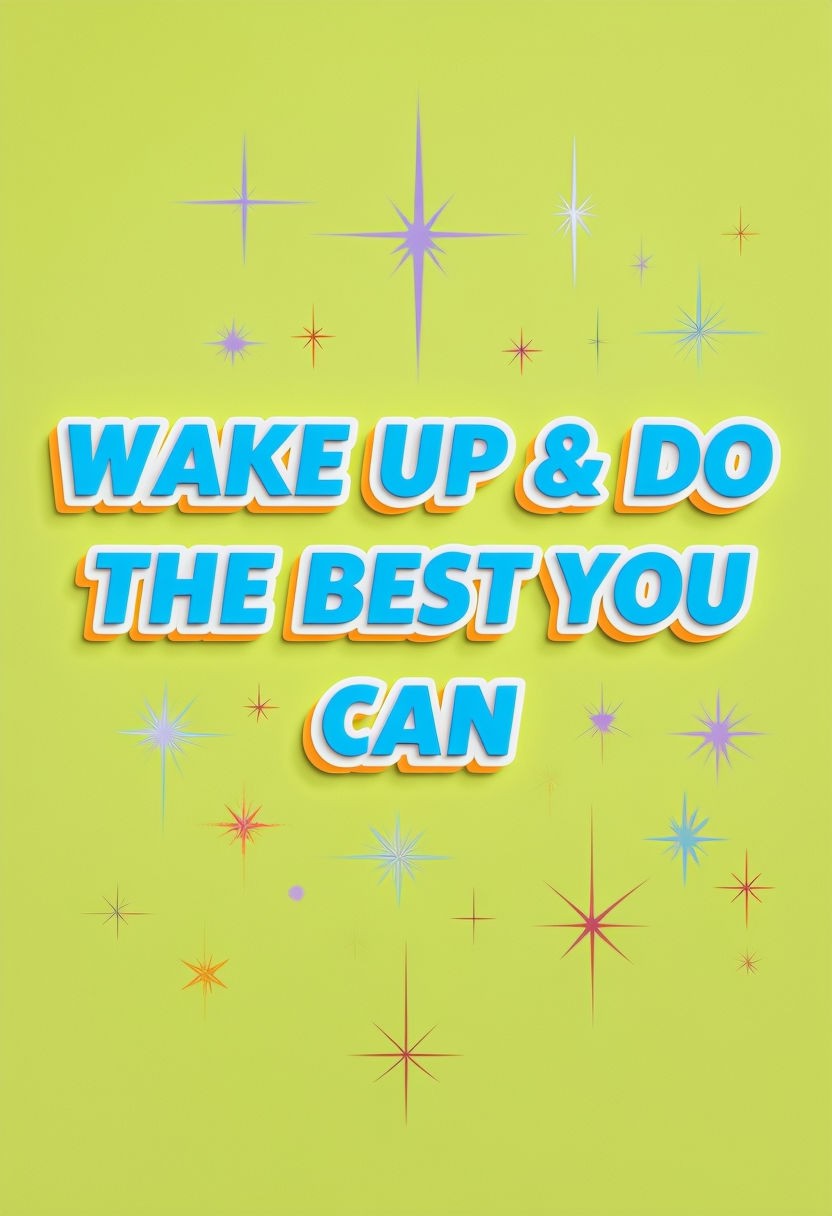 Vibrant Motivational 'Wake Up & Do The Best You Can' Art