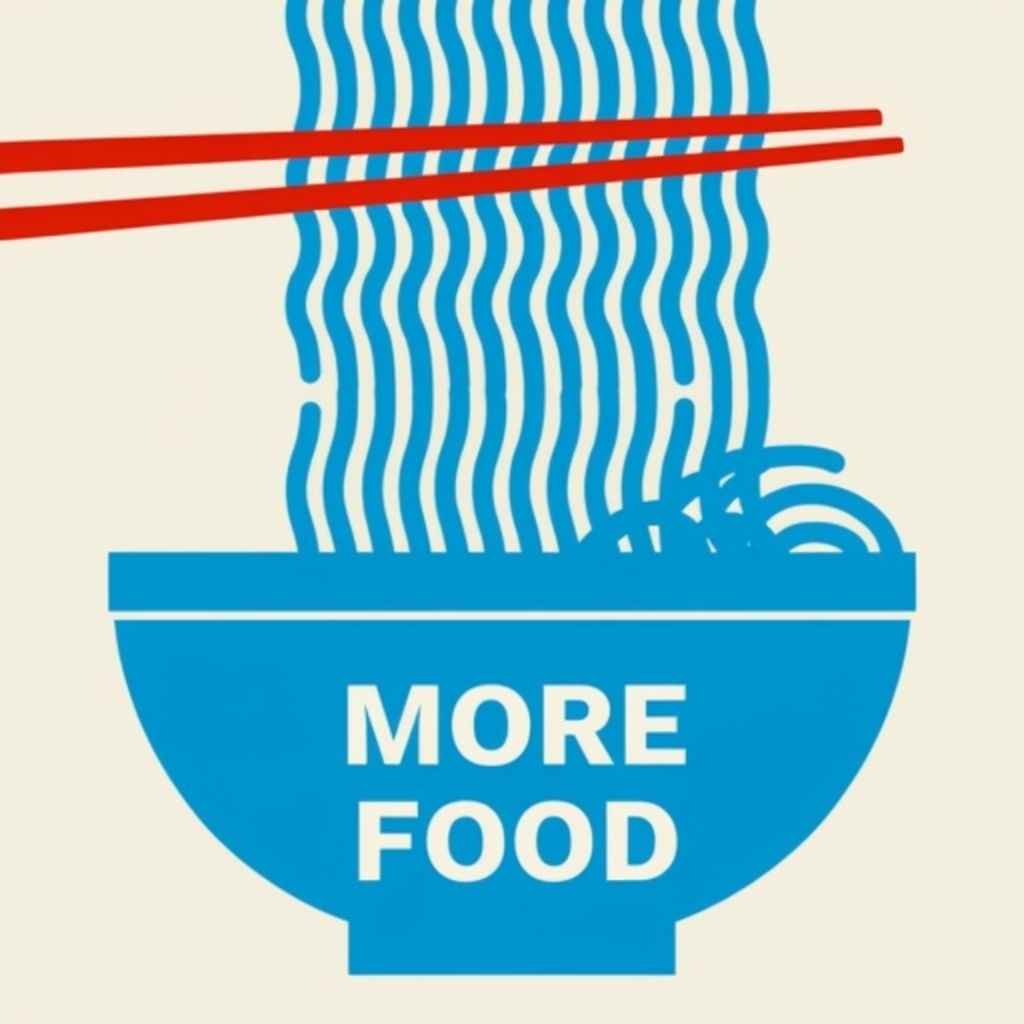 Minimalist Blue Bowl Noodles with Chopsticks Graphic Poster