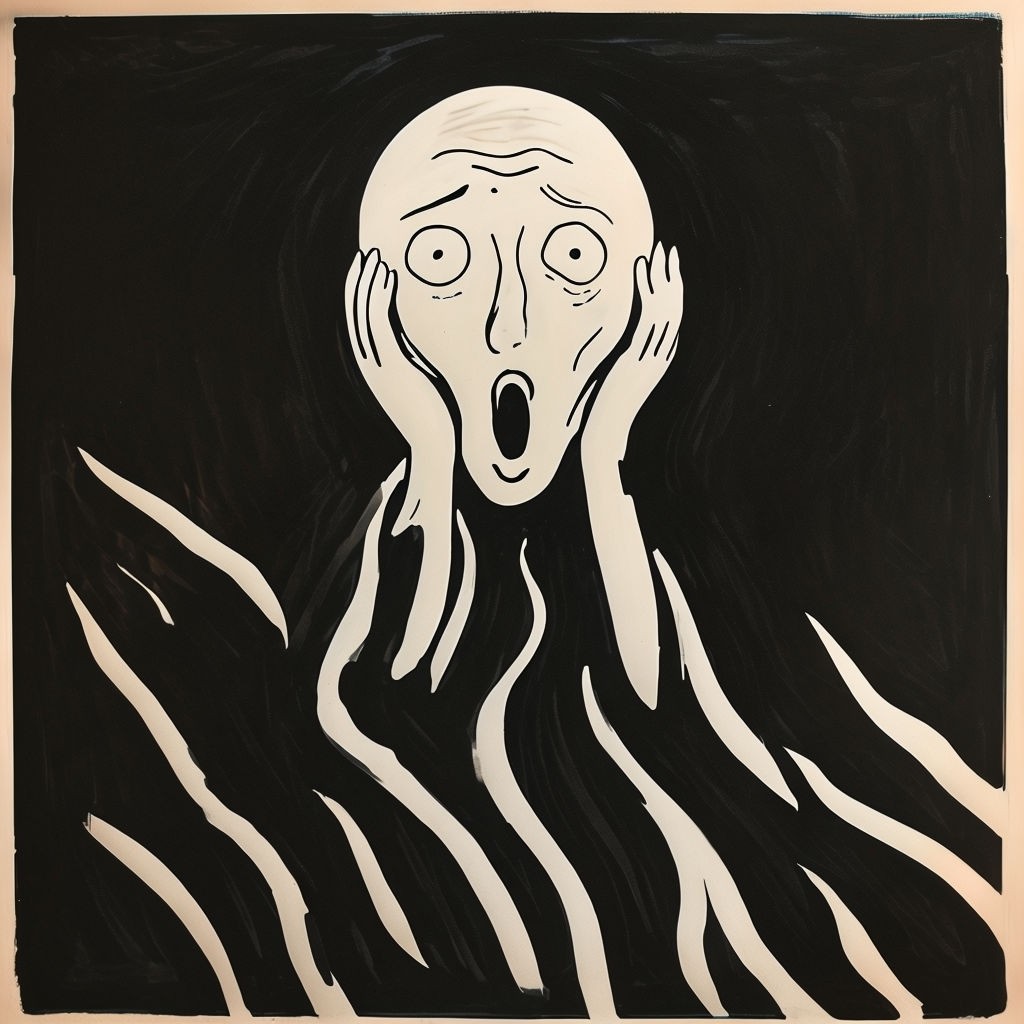 Minimalist Distressed Face Illustration Inspired by The Scream Art