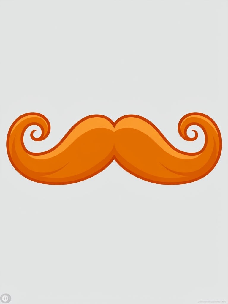 Vibrant Amber Handlebar Mustache Cartoon Sticker