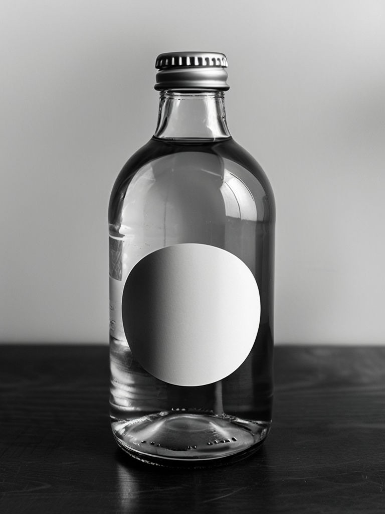 Minimalist Black and White Glass Bottle Photography Art