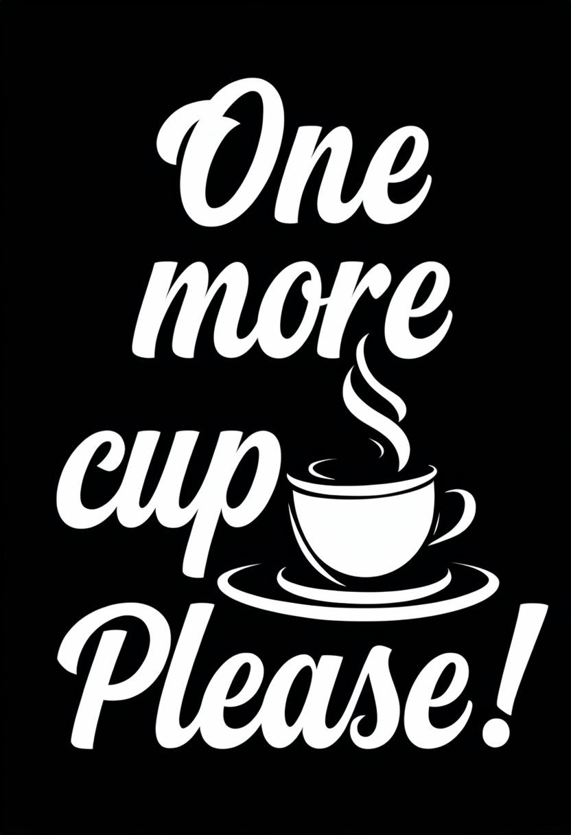 One More Cup Please! Minimalist Coffee Art Poster